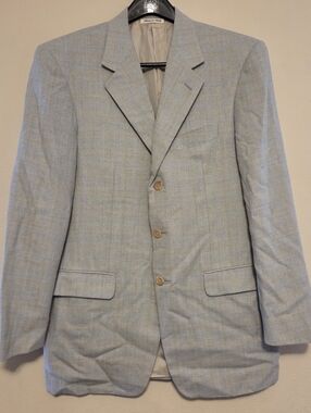Pal Zileri Men's Sport Coat Blazer 42L Gray Yellow Check Wool Silk